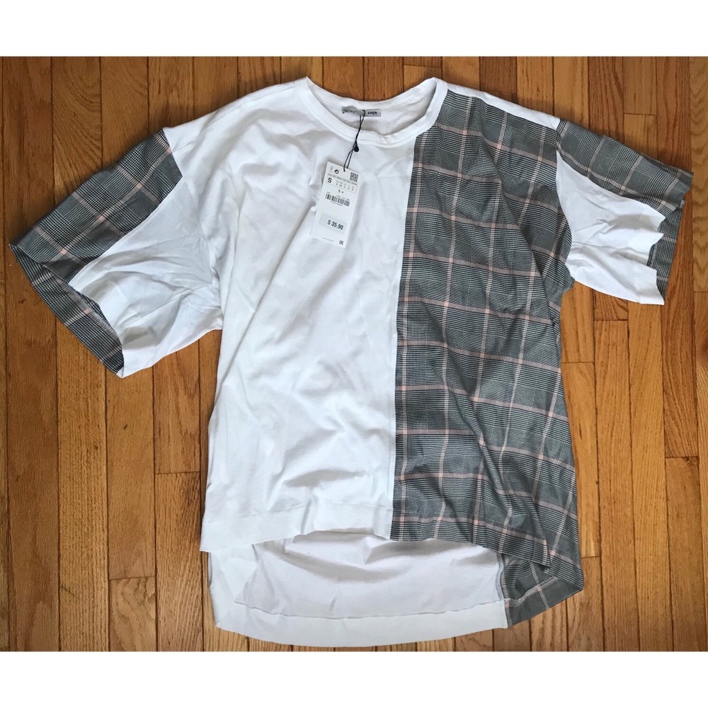ZARA women plaid patchwork shirt